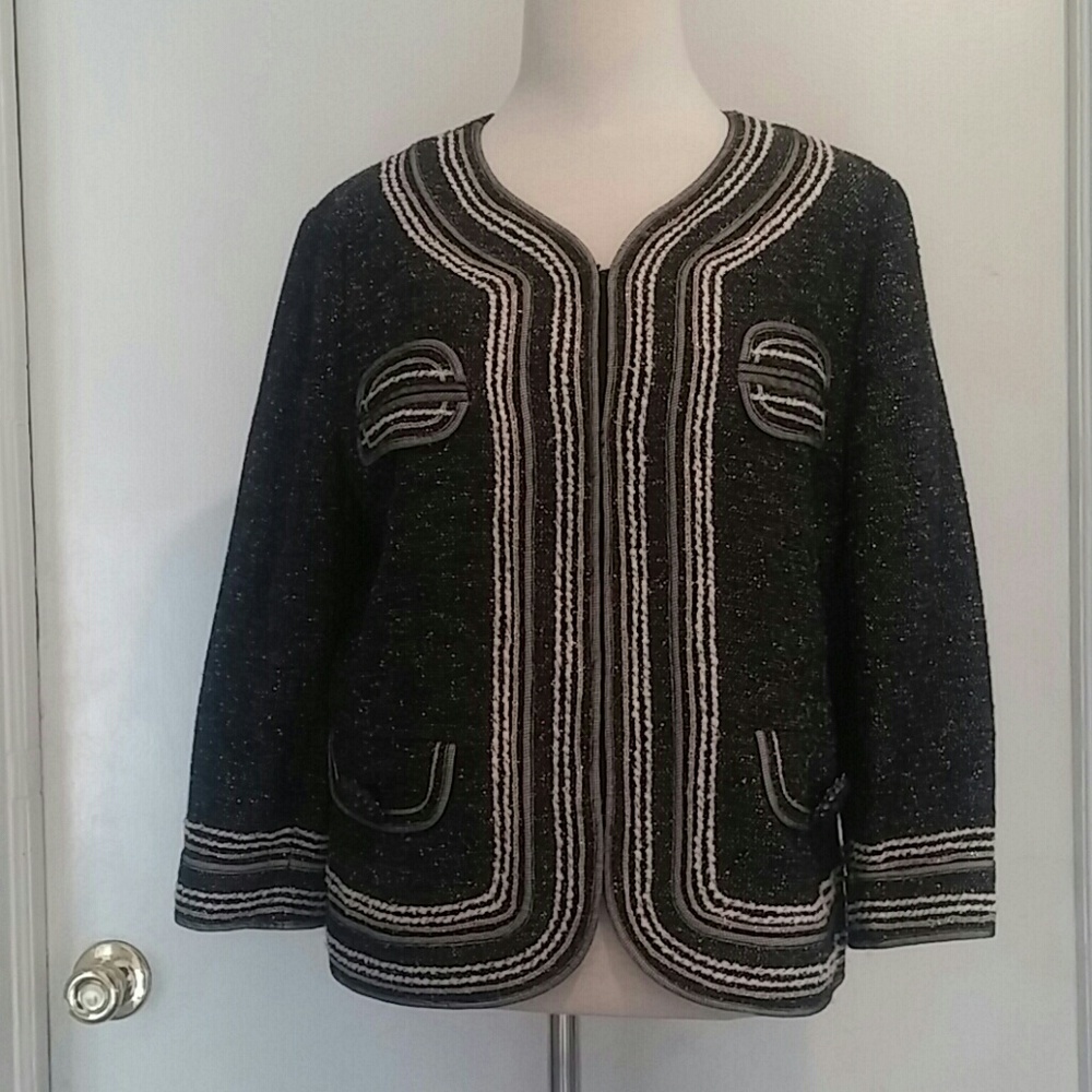 St. John Couture metallic tweed short jacket.